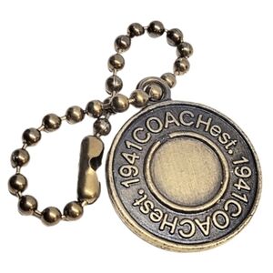 🆕 1.25" Vintage Coach Gold Tone Solid Brass Hangtag Bag Fob Charm Keychain